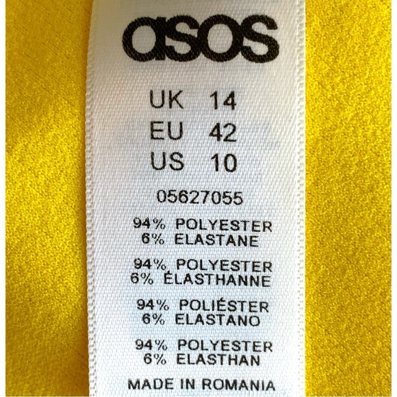 ASOS YELLOW RUFFLE SLEEVELESS DRESS. WOMEN’S SIZE 10 - Picture 7 of 8